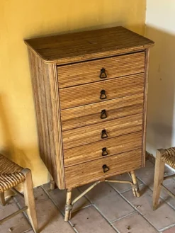 Commode en rotin, années 60