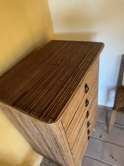 Commode en rotin, années 60