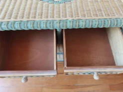 Commode en rotin et osier, années 70-80