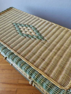 Commode en rotin et osier, années 70-80