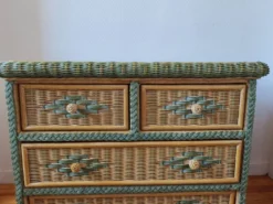 Commode en rotin et osier, années 70-80