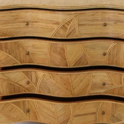 Commode « feuilles » en rotin