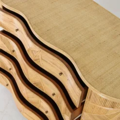 Commode « feuilles » en rotin