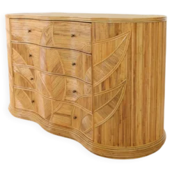 Commode « feuilles » en rotin