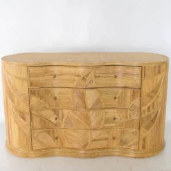Commode « feuilles » en rotin