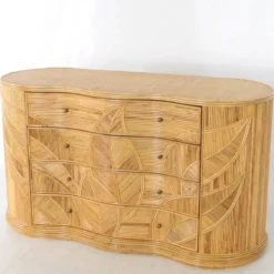 Commode « feuilles » en rotin