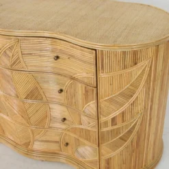 Commode « feuilles » en rotin