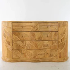 Commode « feuilles » en rotin