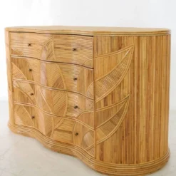 Commode « feuilles » en rotin