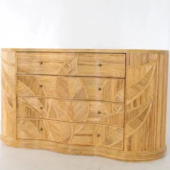 Commode « feuilles » en rotin