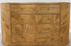 Commode « feuilles » en rotin