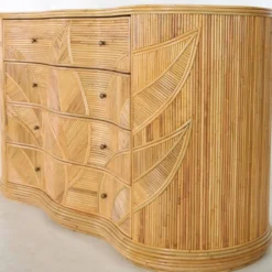 Commode « feuilles » en rotin