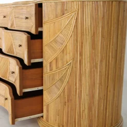 Commode « feuilles » en rotin