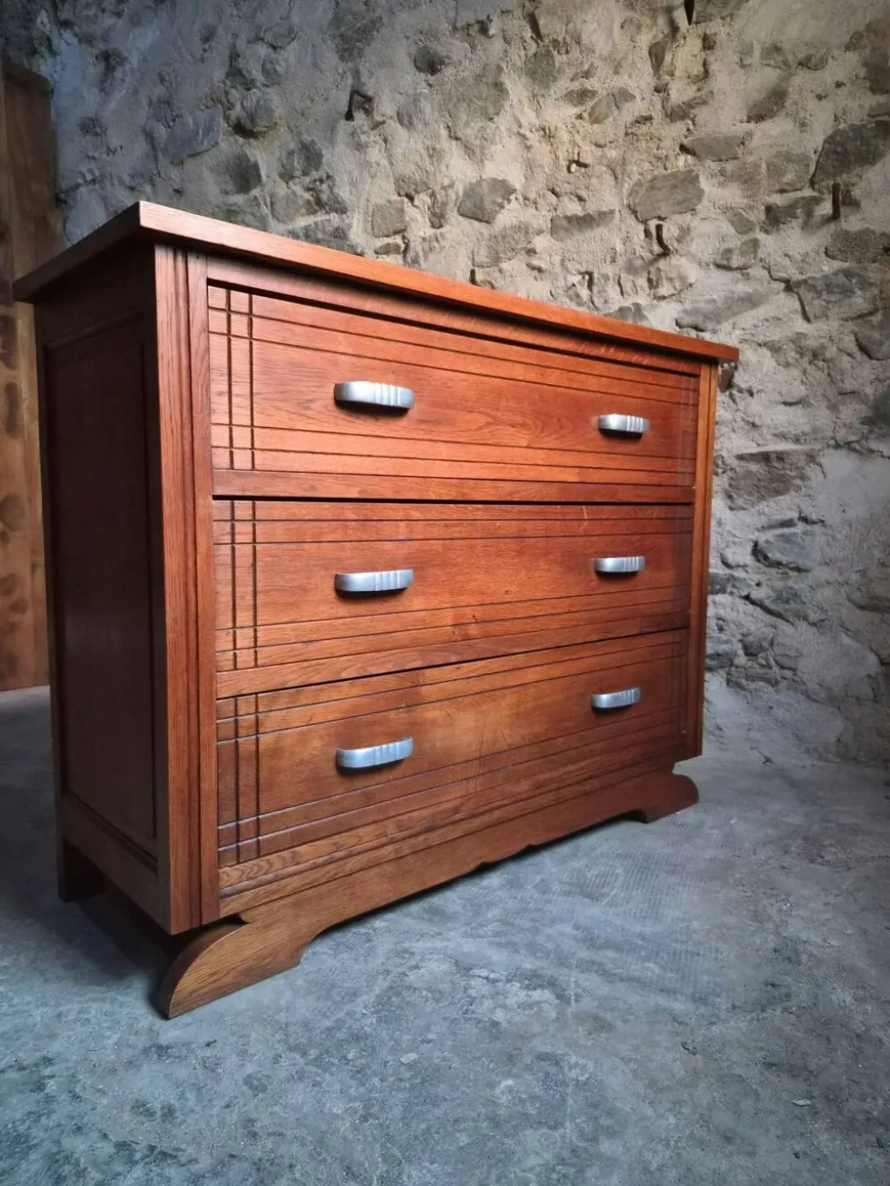 Commode française Art déco en chêne – années 1920/1930