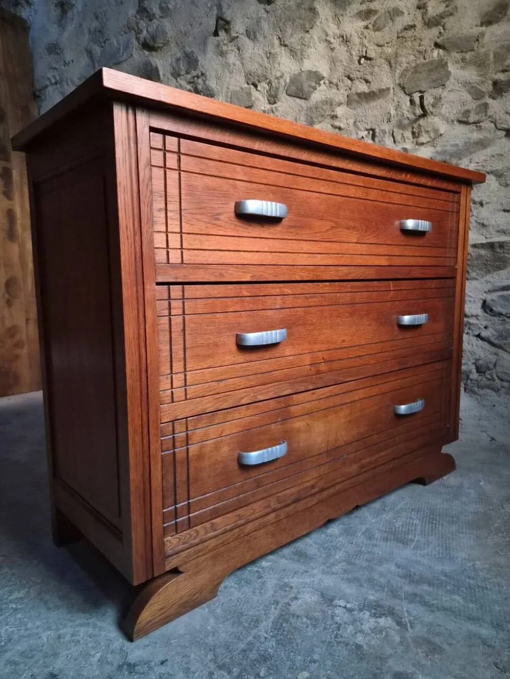 Commode française Art déco en chêne – années 1920/1930