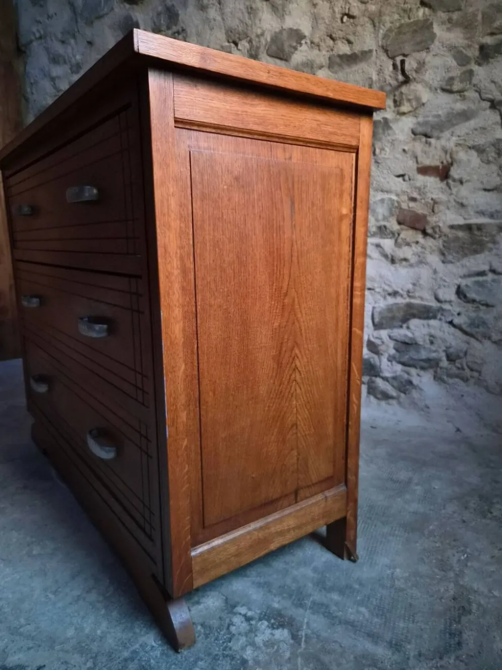 Commode française Art déco en chêne – années 1920/1930