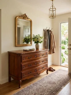 Commode galbée style Louis XV en merisier