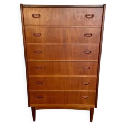 Commode haute en teck danois vintage des années 1960