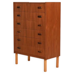 Commode haute en teck et chêne scandinave, années 1960