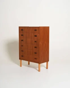 Commode haute en teck et chêne scandinave, années 1960