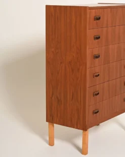 Commode haute en teck et chêne scandinave, années 1960