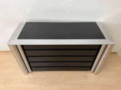 Commode laquée noire en chrome par A. Mosca pour Cinova, Italie, 1969