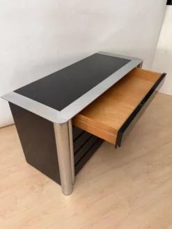 Commode laquée noire en chrome par A. Mosca pour Cinova, Italie, 1969