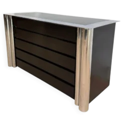Commode laquée noire en chrome par A. Mosca pour Cinova, Italie, 1969