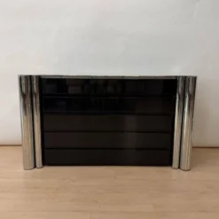 Commode laquée noire en chrome par A. Mosca pour Cinova, Italie, 1969