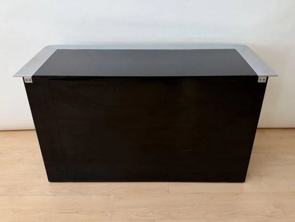 Commode laquée noire en chrome par A. Mosca pour Cinova, Italie, 1969
