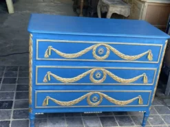 Commode Louis XVI Relookée Bleu Roi et Dorures