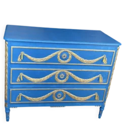 Commode Louis XVI Relookée Bleu Roi et Dorures