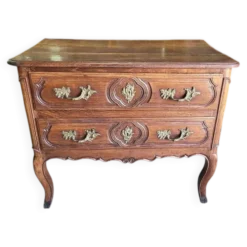 Commode louis xv 2 tiroirs en chene clair du xviii ème siecle ref je