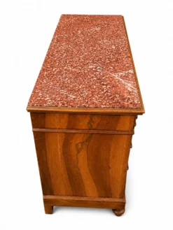 Commode Néo-Renaissance Henri II avec marbre rouge