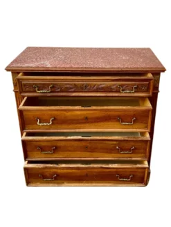 Commode Néo-Renaissance Henri II avec marbre rouge