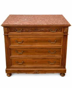 Commode Néo-Renaissance Henri II avec marbre rouge