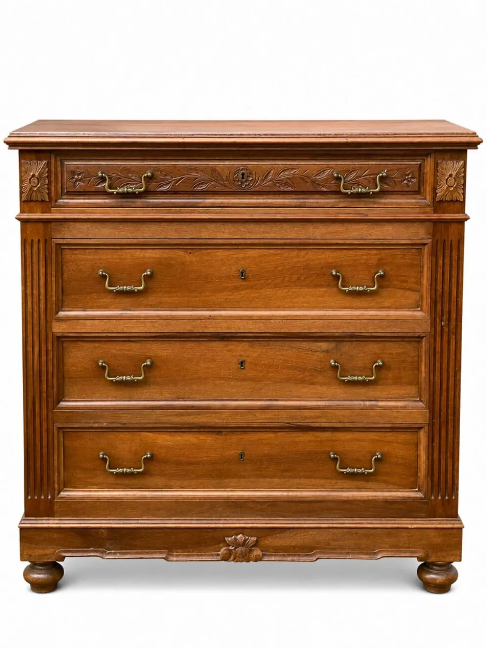 Commode Néo-Renaissance Henri II avec marbre rouge