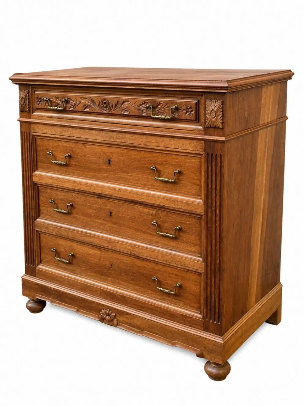 Commode Néo-Renaissance Henri II avec marbre rouge