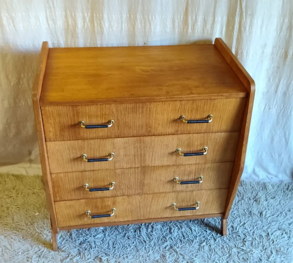 Commode pieds compas en bois - années 50/60