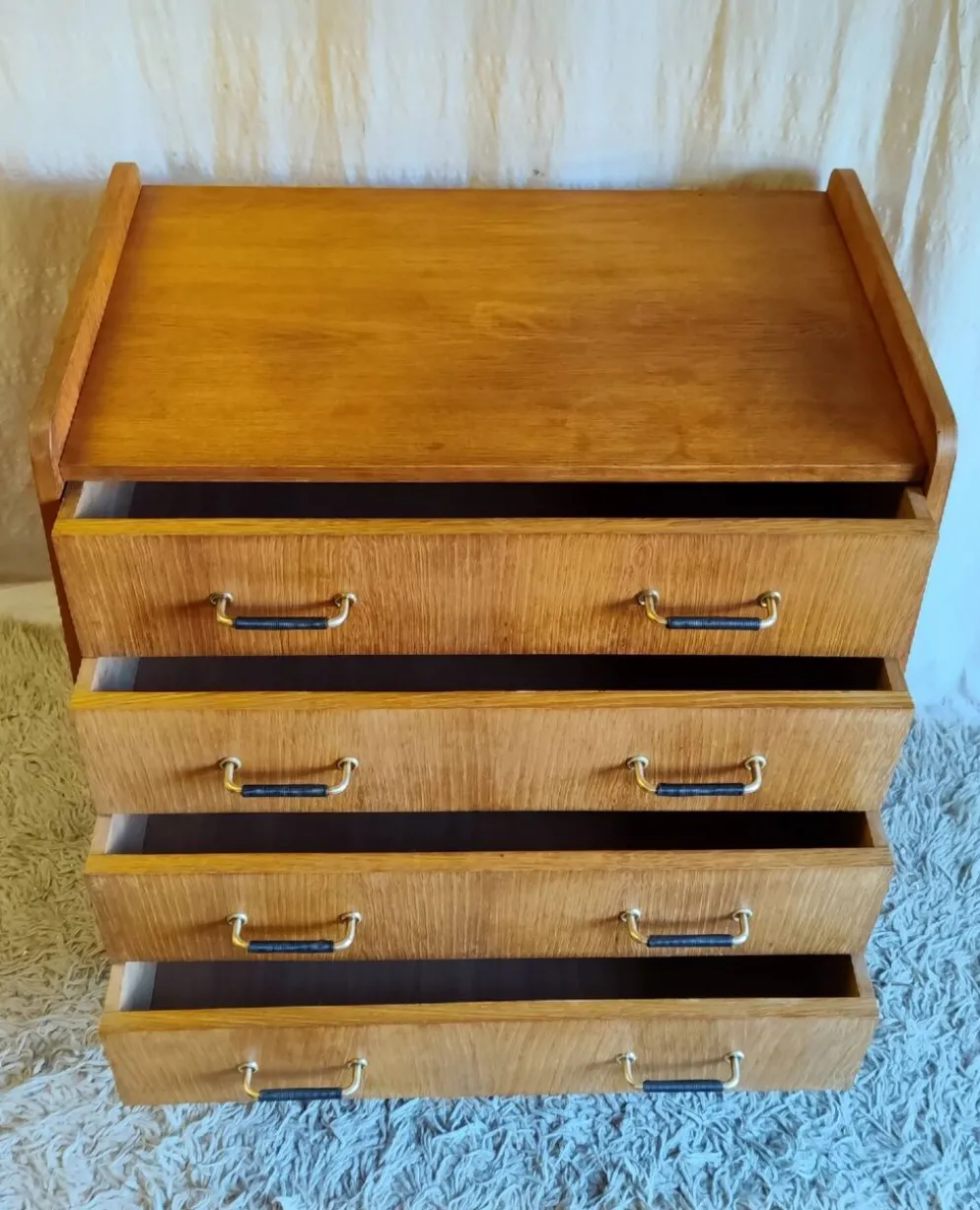 Commode pieds compas en bois - années 50/60