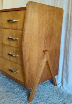 Commode pieds compas en bois - années 50/60