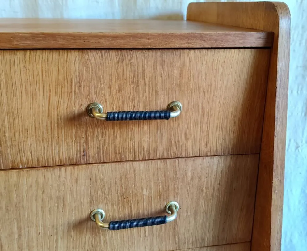 Commode pieds compas en bois - années 50/60