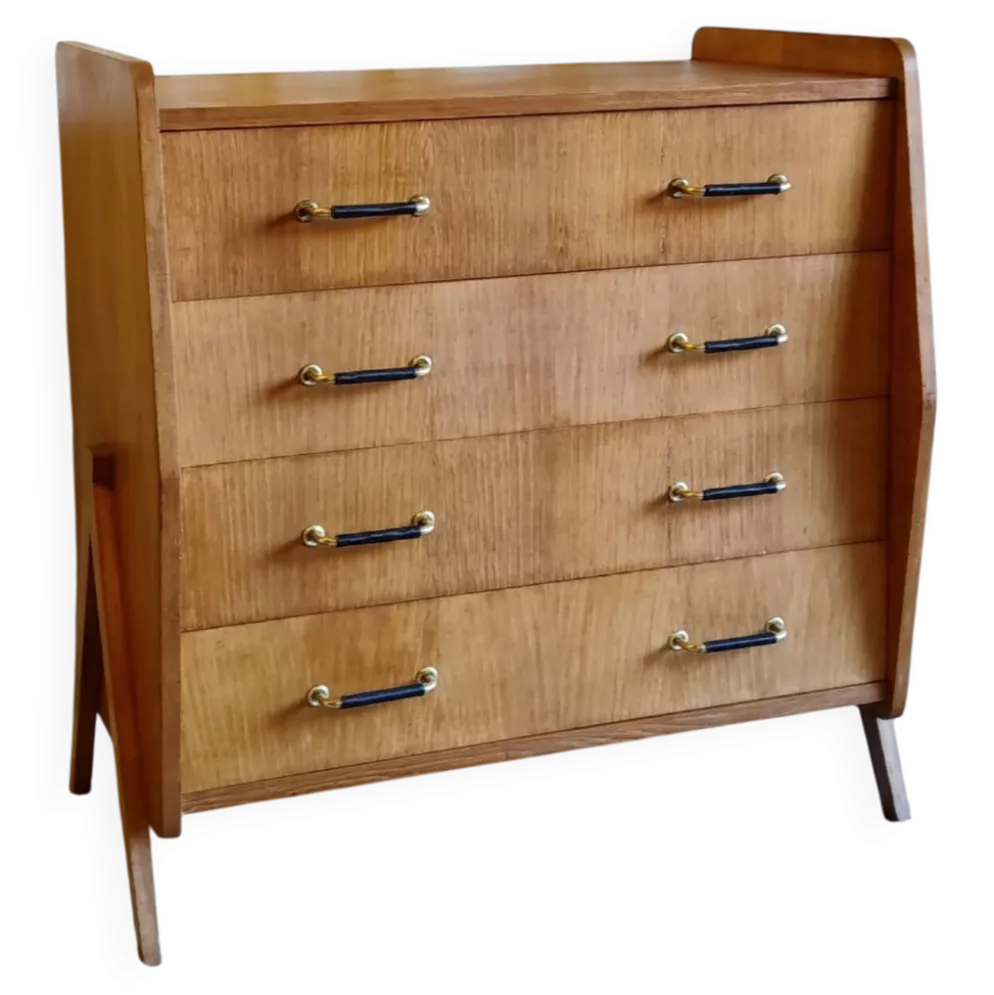 Commode pieds compas en bois - années 50/60