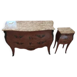 Commode plus table de chevet style louis xv