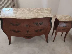 Commode plus table de chevet style louis xv