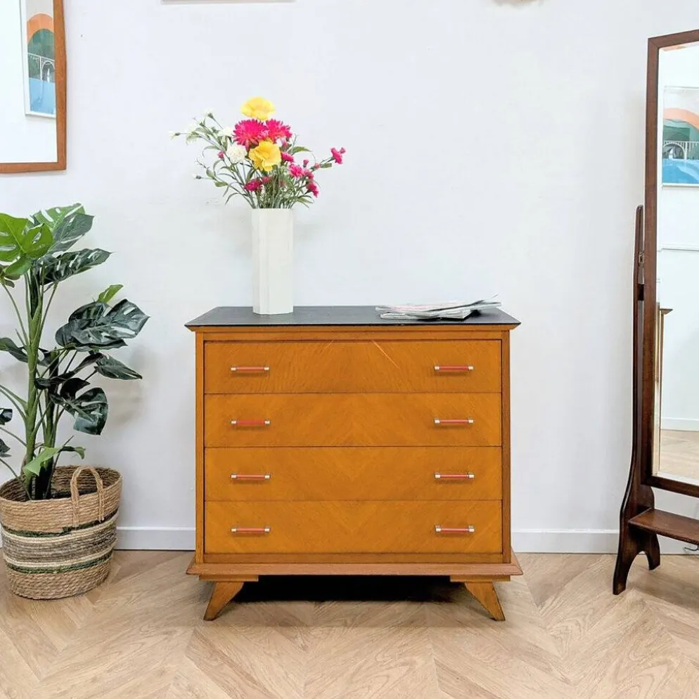 Commode poignées bakélite rouge
