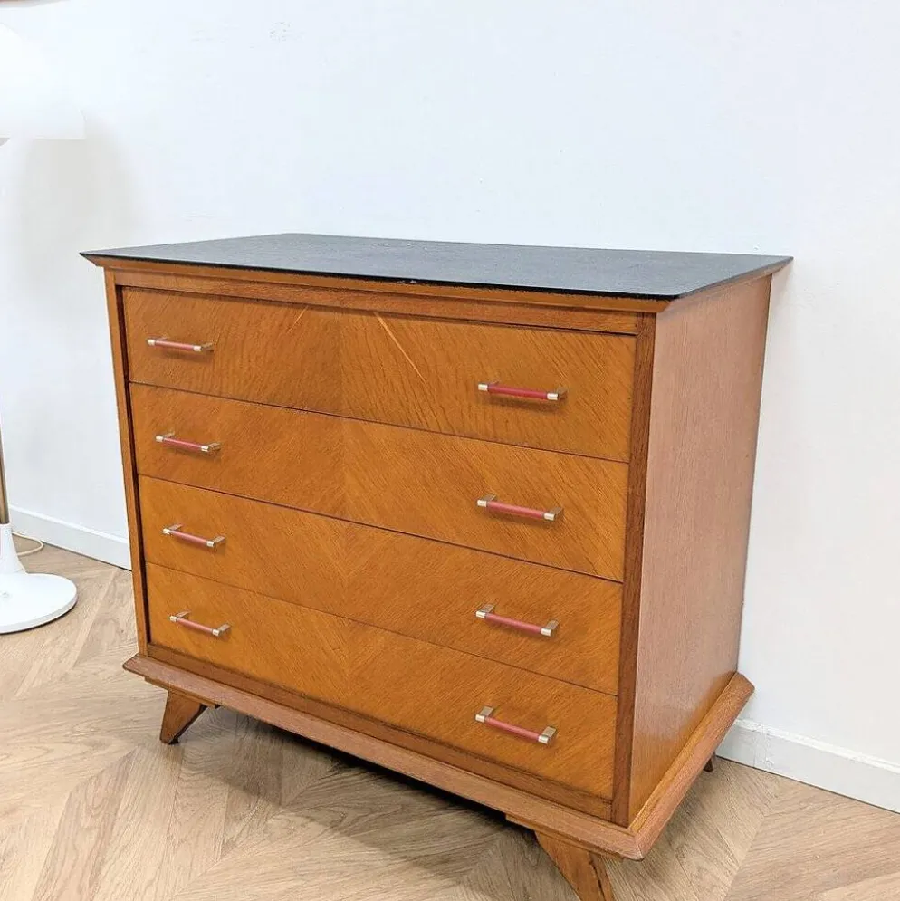 Commode poignées bakélite rouge