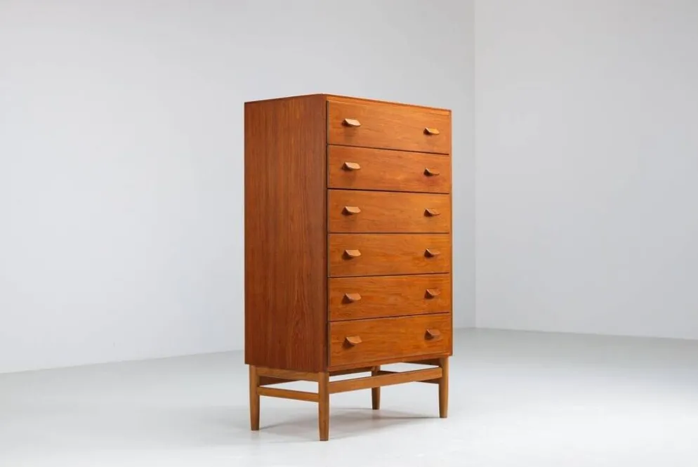 Commode Poul M. Volther modèle F17 en teck et chêne FDB Møbler Danemark 1960