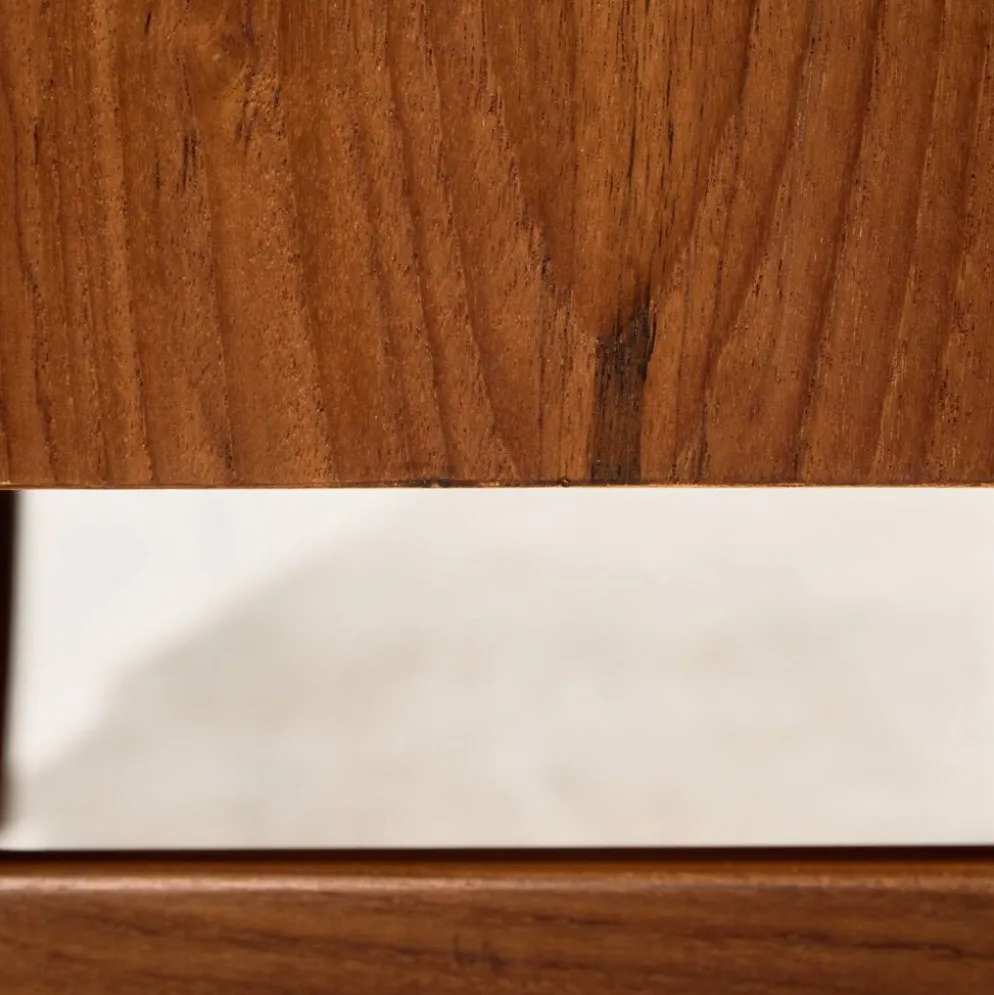 Commode restaurée en teck avec sept tiroirs