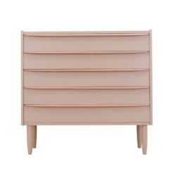 Commode rose danoise des années 1970, quatre tiroirs, placage de teck.